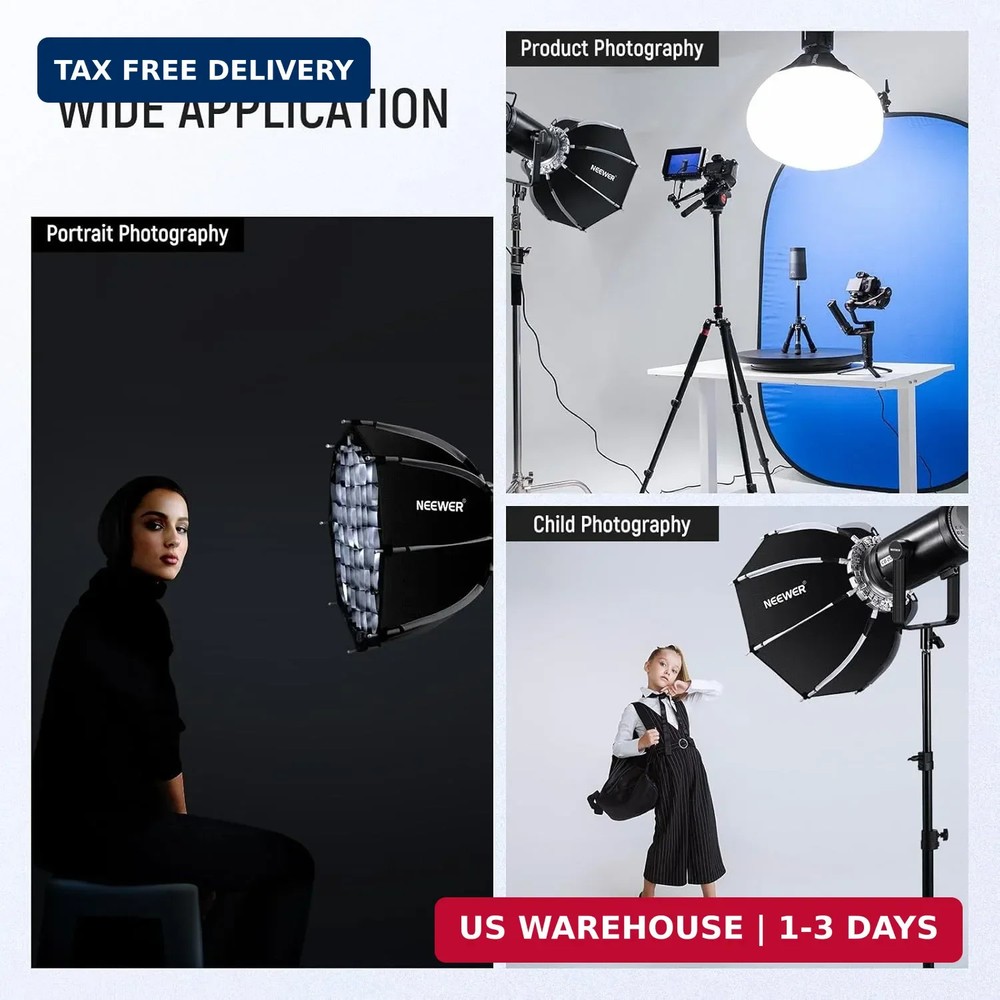 NEEWER 18"/45cm Octagonal Softbox, Quick Release Bowens Mount Softbox with Honey
