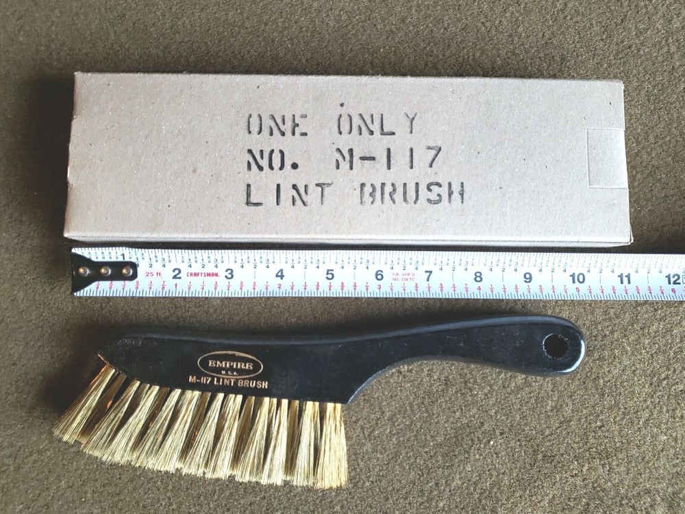 WWII NOS Wooden M-117 Empire Uniform Lint Brush Brass Bristles With Original Box