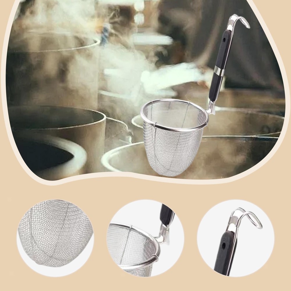 Pasta Noodle Strainer Hot Pot Colander Hanging Hole Multipurpose Deep Strainer