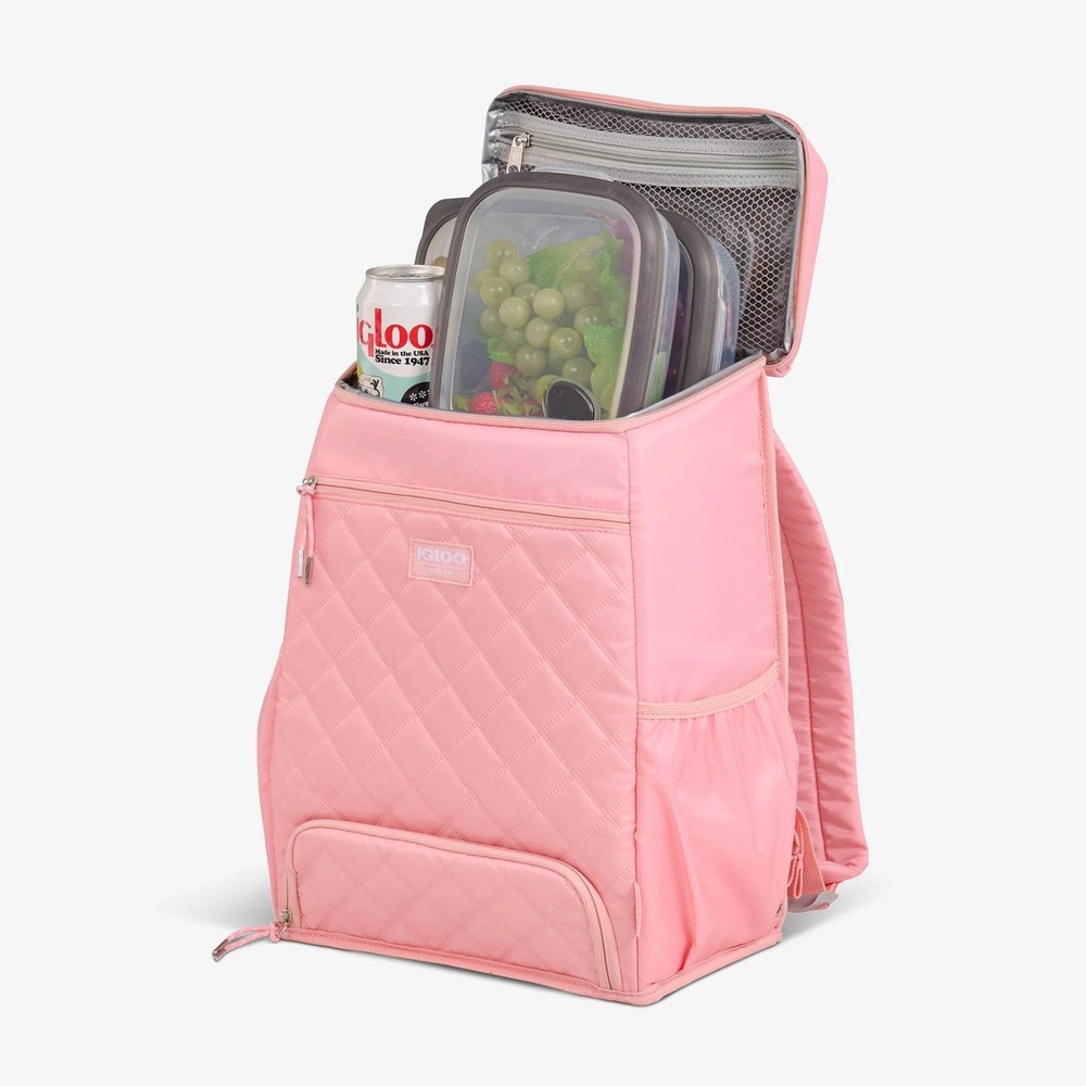 Igloo Cooler Backpack 9QT Leakproof Rose Quartz 20 Cans MaxCold Duo Soft-Sided