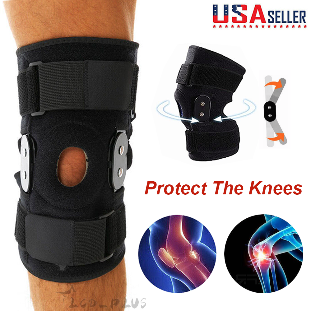 Knee Brace Hinged Compression Sleeve Joint Support Open Patella Stabilizer Wrap