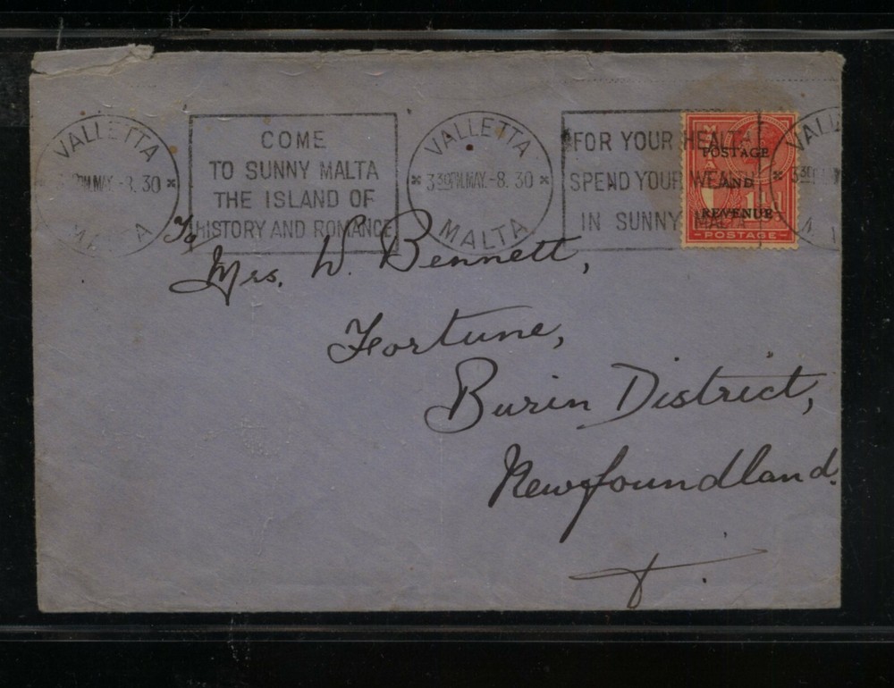 Malta  overprinted  stamp  on  cover    KEL 0801