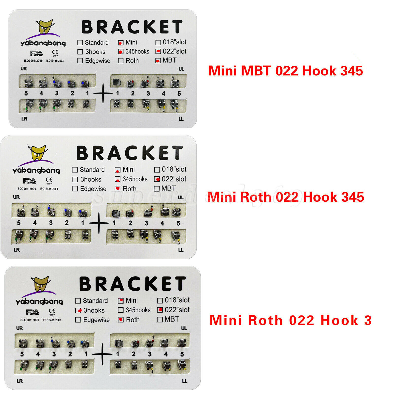 1-10 Kits Dental Orthodontic Bracket Braces Mini Roth/MBT 022 345/3 Hooks mx