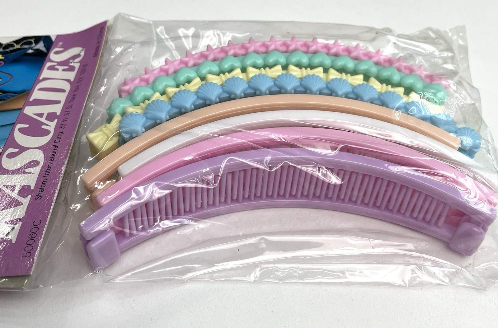 Vintage 80s KASCADES Banana Hair Clip Retro 8 Pack NEW