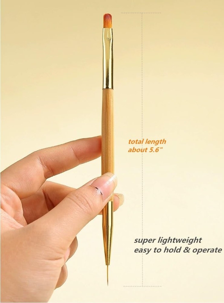 3 pcs nail drawing brushes dual end acrylic round flat liner tools