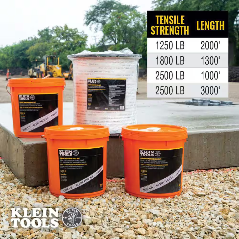 2000 Ft. Conduit Measuring Pull Tape 1250 Lbs. Tensile Strength