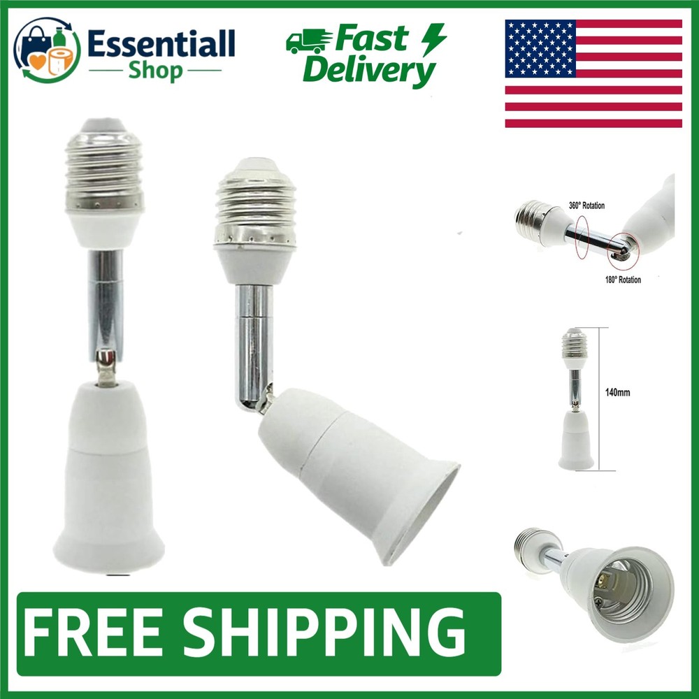 E26/E27 Light Socket Extender - 4.5 Inch Adjustable 2-Pack for Bright Spaces