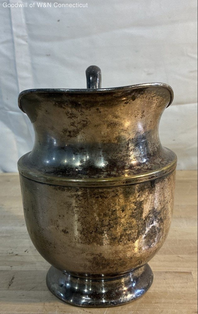 Vintage Silver Plate Water Pitcher Nickel Silver Base Monogram 433 Mark 8"