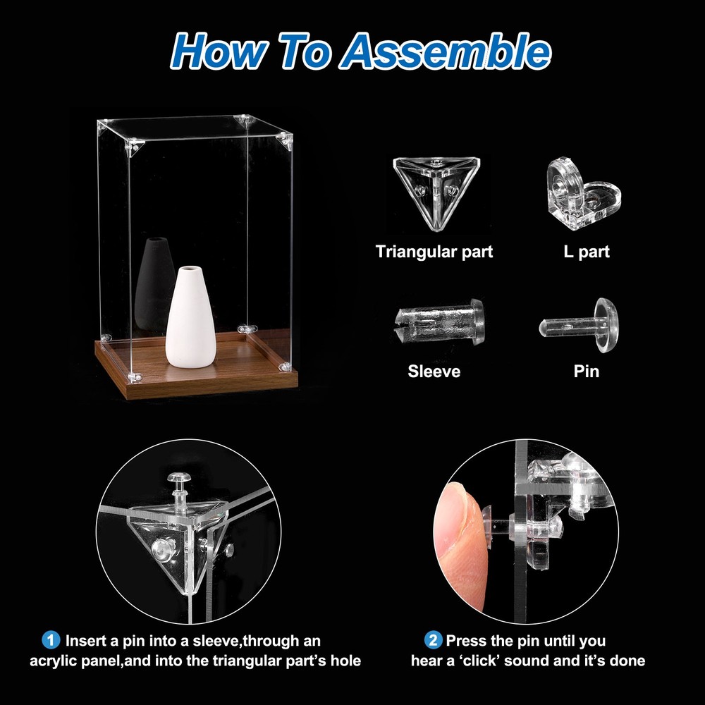 Acrylic Display Case, 8''x4''x4'' Clear Display Box Assemble Dustproof