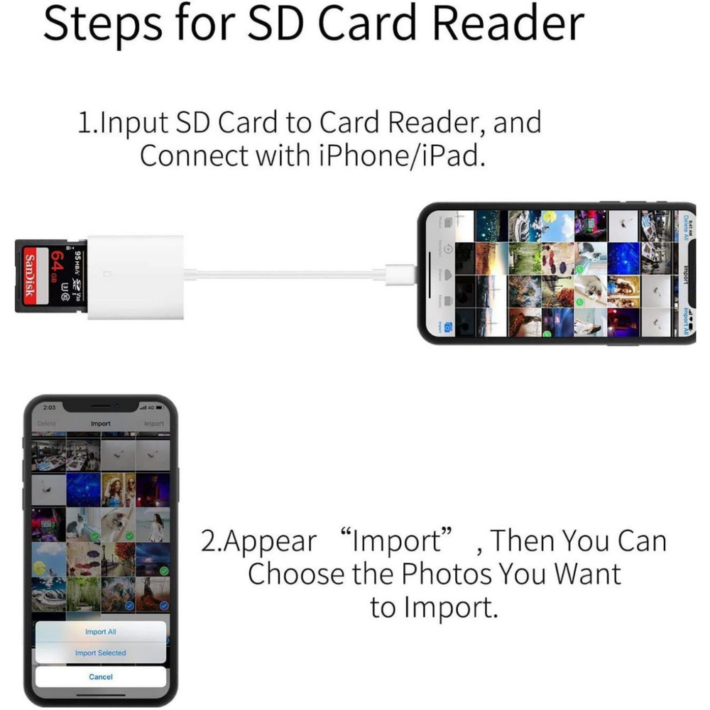 MFi Lightning to SD Card Reader iPhone 13 12 11 iPad Camera Adapter
