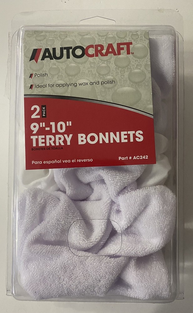 Autocraft Microfiber Bonnet For 9-10inch Diameter Buffer Wheel (2 Per Pack)AC242