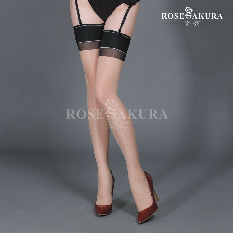 Retro Style Cuban Heel Back Seam Ultra-thin Sheer 2 Tone Stockings Thigh High