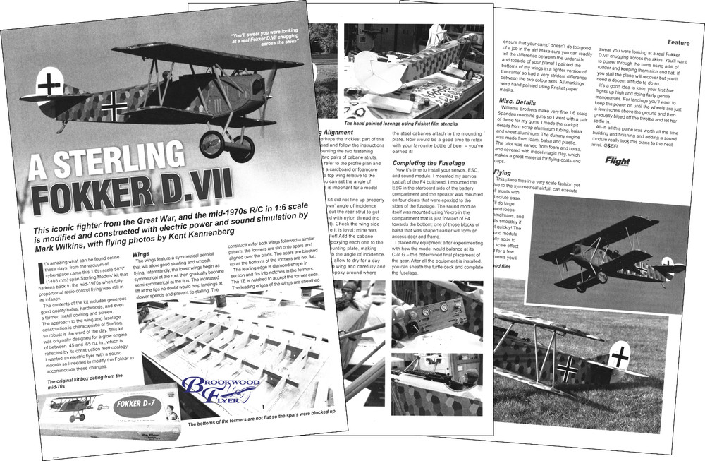 FOKKER D-7 Sterling Supporting Documents for Building a Model Airplane