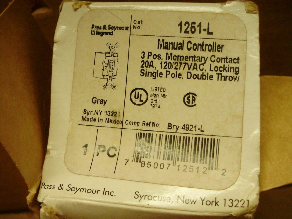 Pass & Seymour 3 Position Manual Momentary Switch