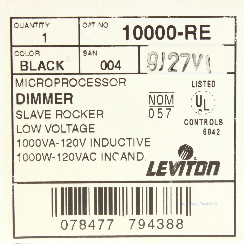 Leviton 10000-RE Black MicroDim Multi-Location Remote Dimmer Switch No-Preset