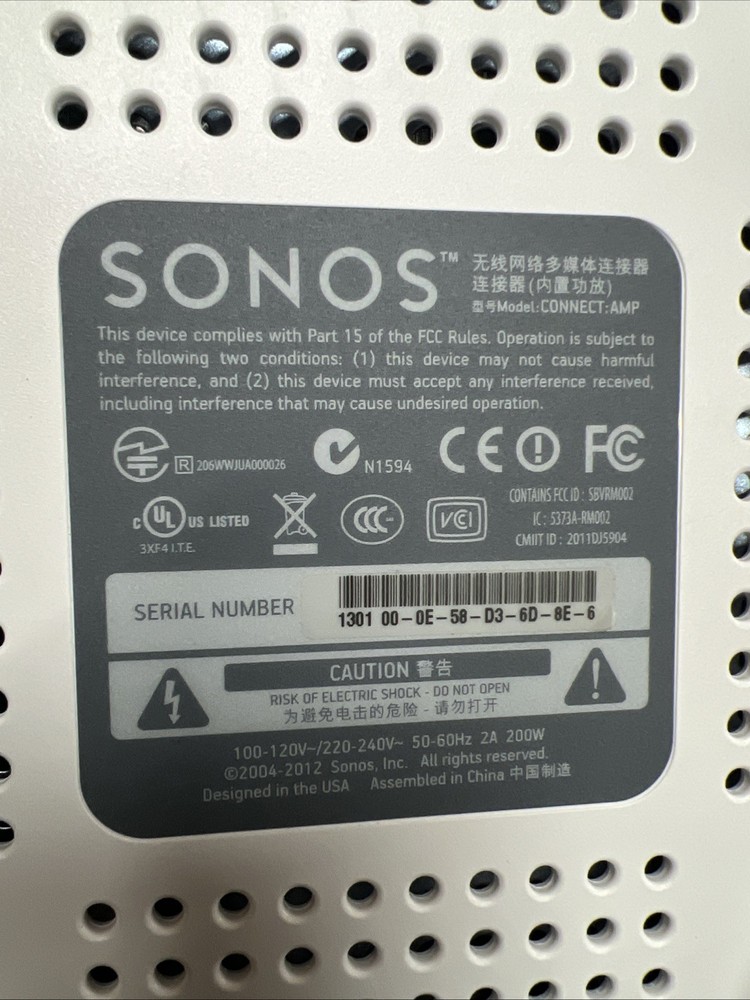 Sonos Connect Amp Gen 1 Wireless Streaming Amplifier!!