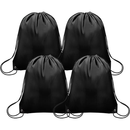 Pcs Drawstring Bags Bulk, Drawstring Backpack Polyester String Bag 4 Black