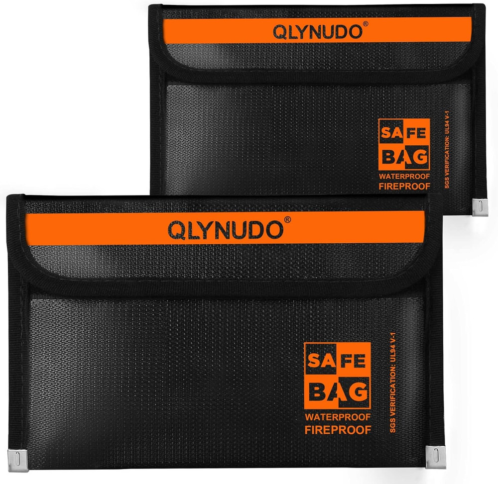 Fireproof Money Envelopes - 2-Pack with Waterproof Zipper, 3-Layer Protection