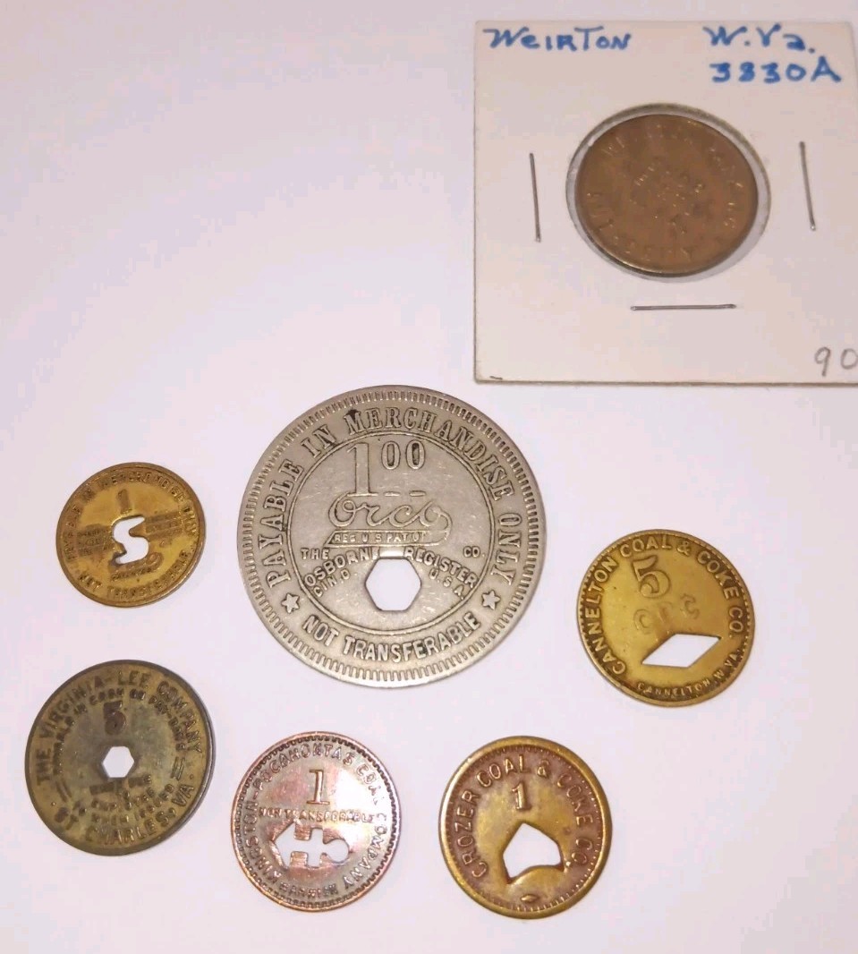 Vintage Wva Coal Script Tokens / Coins Money