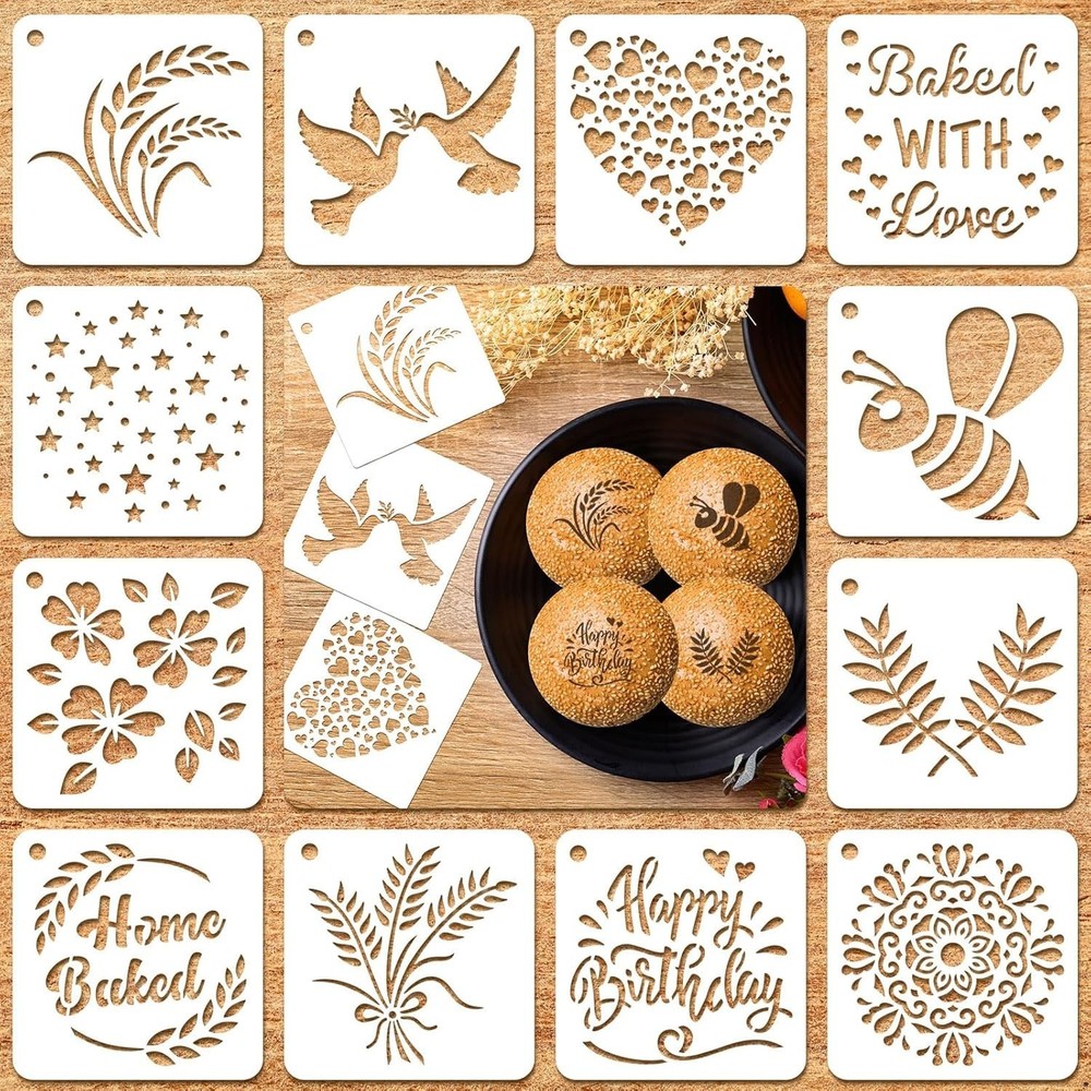 12 Pcs Stencil Bread Artisan Bread Stencils Baking Mold Set Cook Baking Template