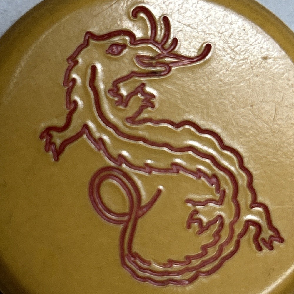 Antique Picture Button Mythological Creature Dragon Bakelite Celluloid?