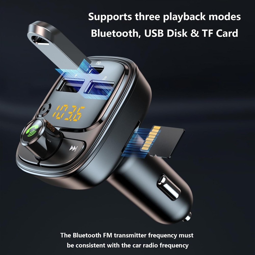 Advanced Bluetooth 5.3 Car Adapter with Fast Charging & Noise-Canceling Features