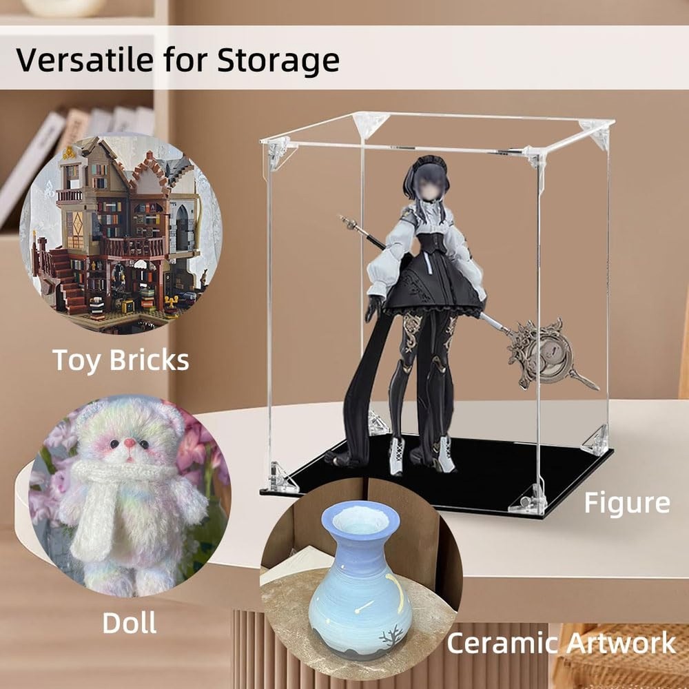 Anime Figurine Display Case, Clear Assemble Display Box Dustproof Protection ...