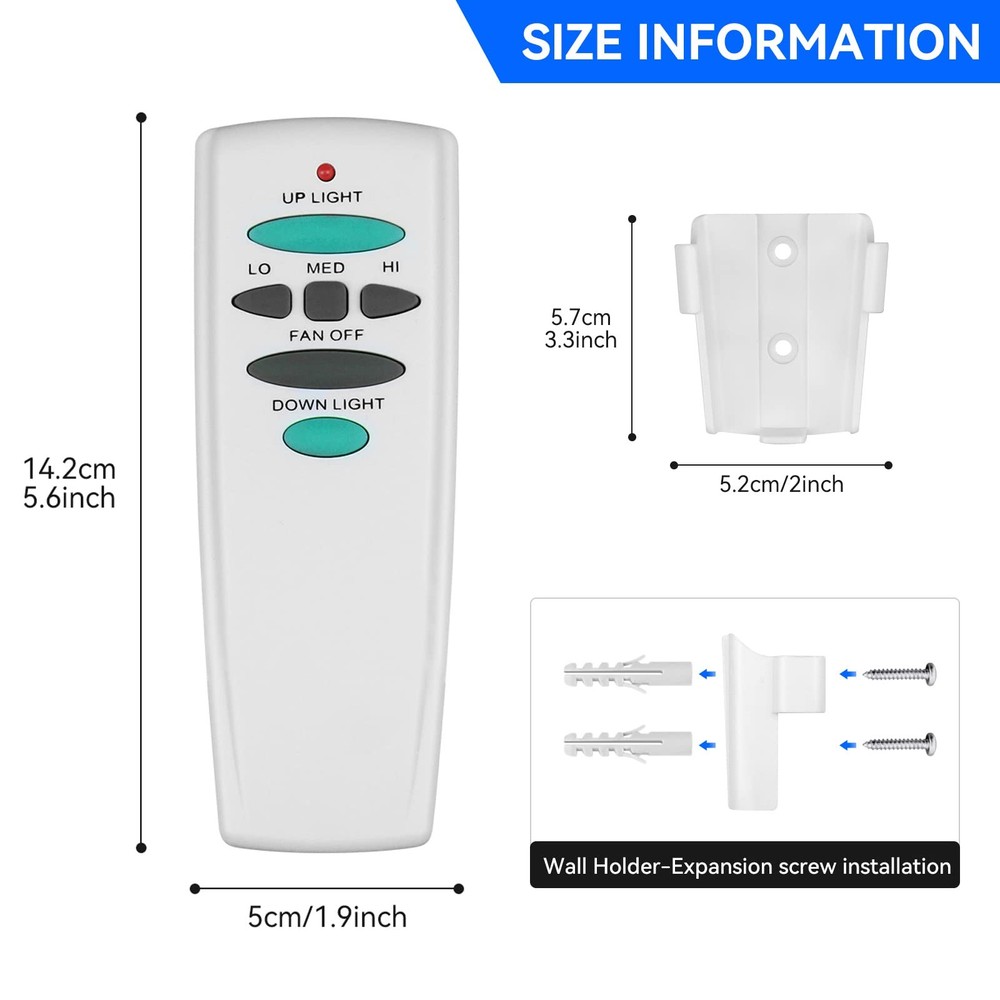 Ceiling Fan Remote Control with Up and Down Light,Replacement for Hampton Bay...