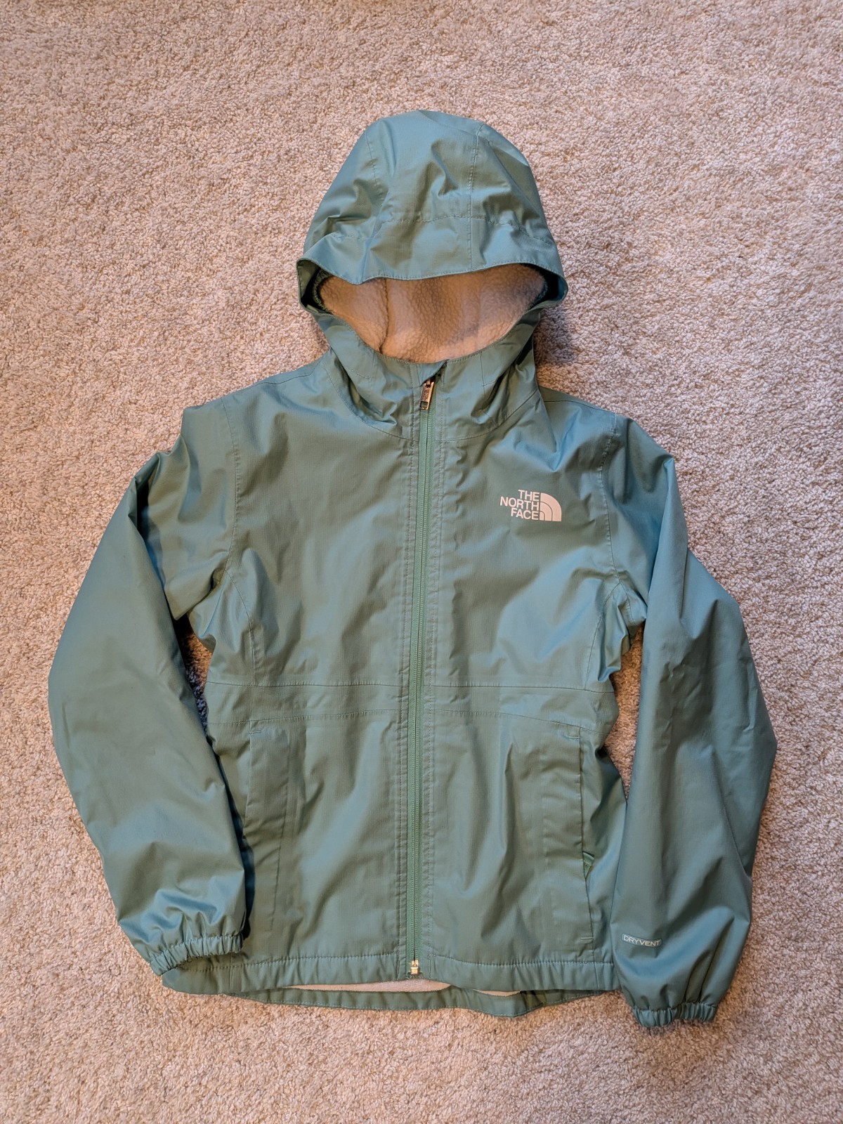The North Face Wind Breaker Rain Jacket Girls Medium 10 Sherpa Warm Dry Vent