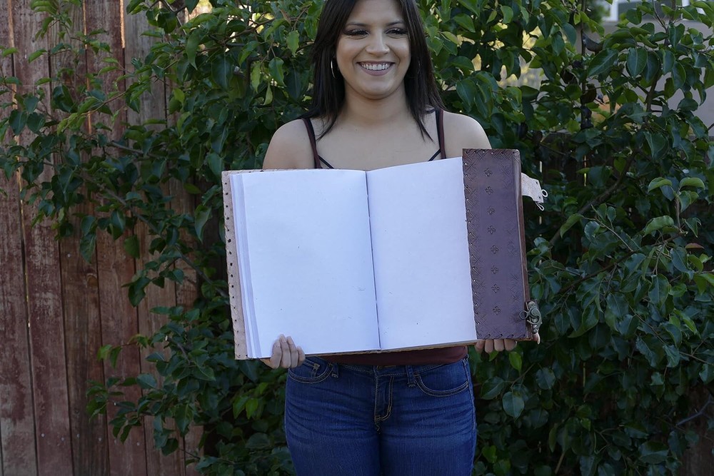 13" Large Genuine Leather Seven Diffrent Stone Journal Classic Blank Diary