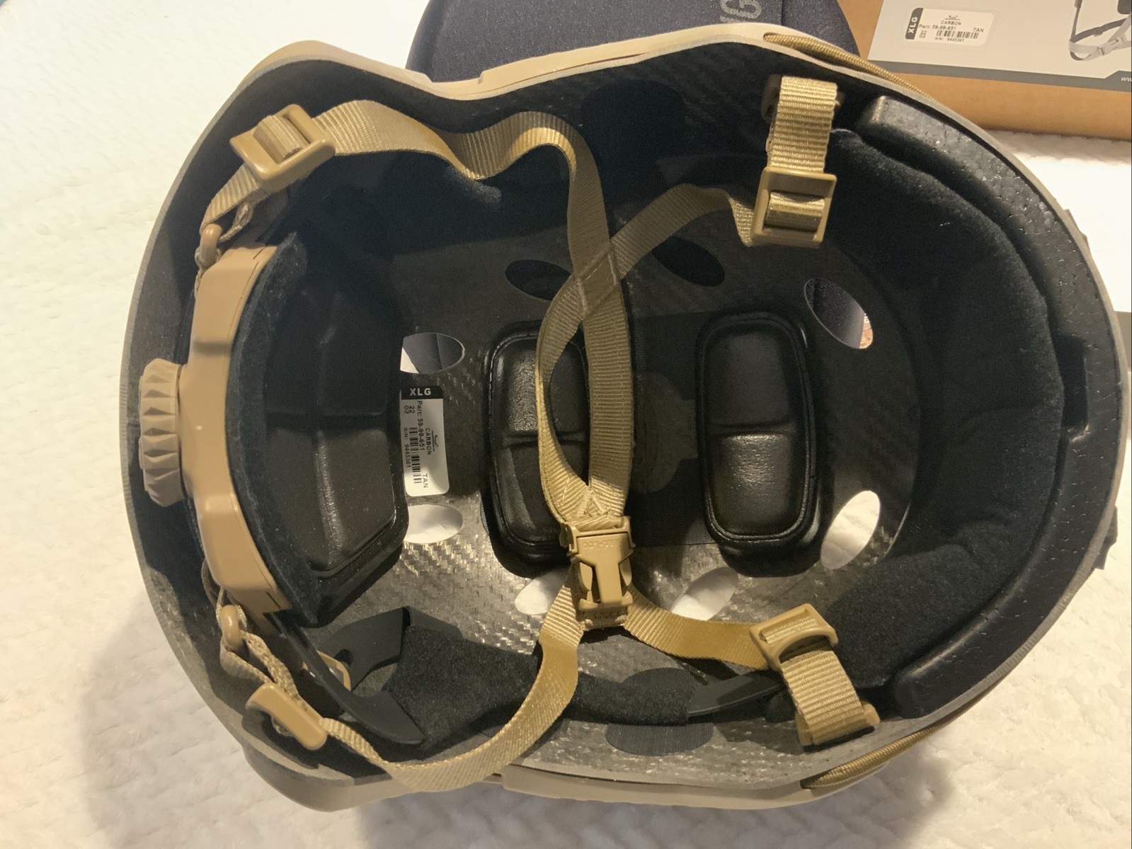 OPS-CORE FAST SF CARBON HELMET SYSTEM XLarge Tan Vented Lux Liner With OCC Dial