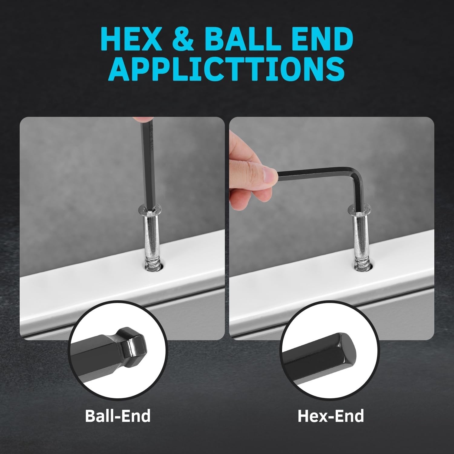 36-Piece Hex Key Allen Wrench Set with Ball End - Sae/Metric Sizes and 2 Storage