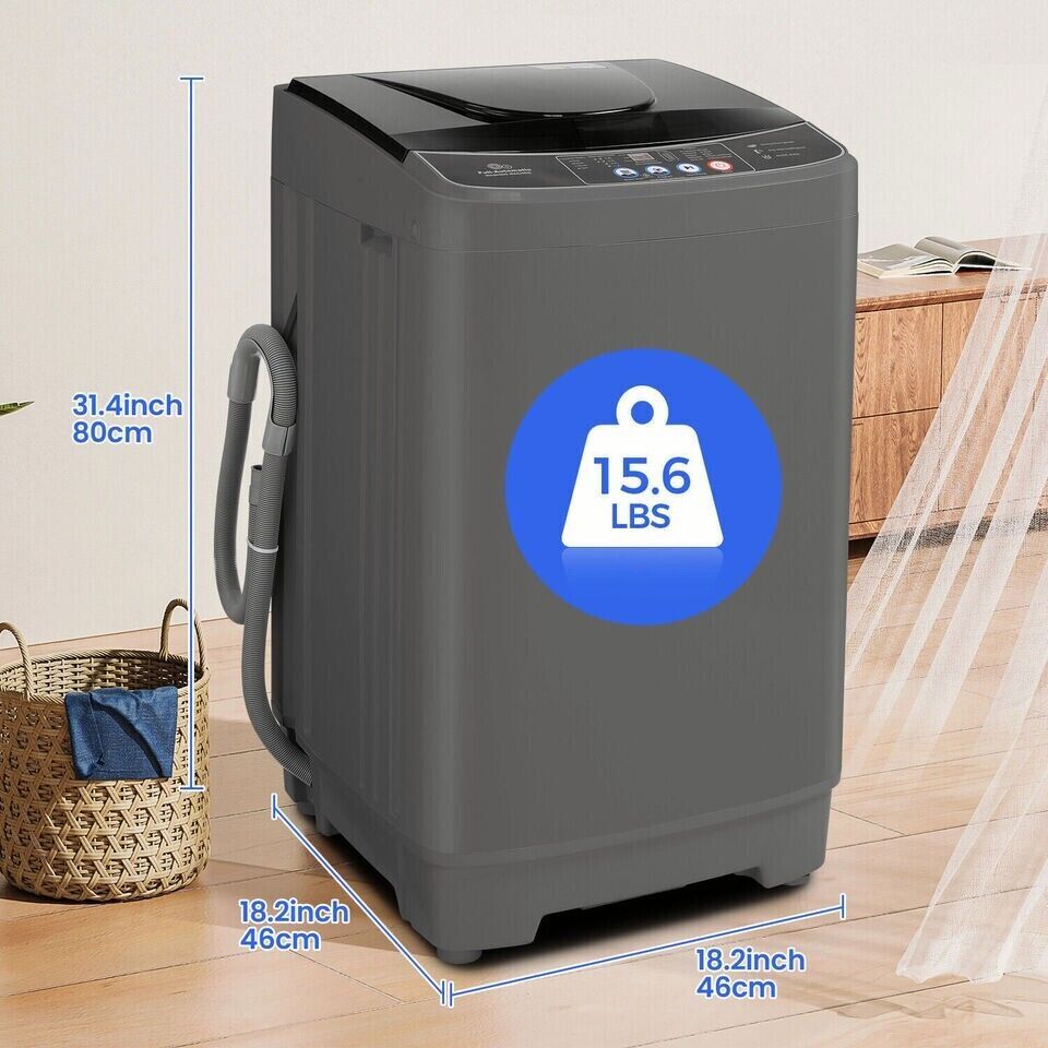 Portable Full-automatic Washing Machine 15.6 lb Compact Washer Shock Absorption