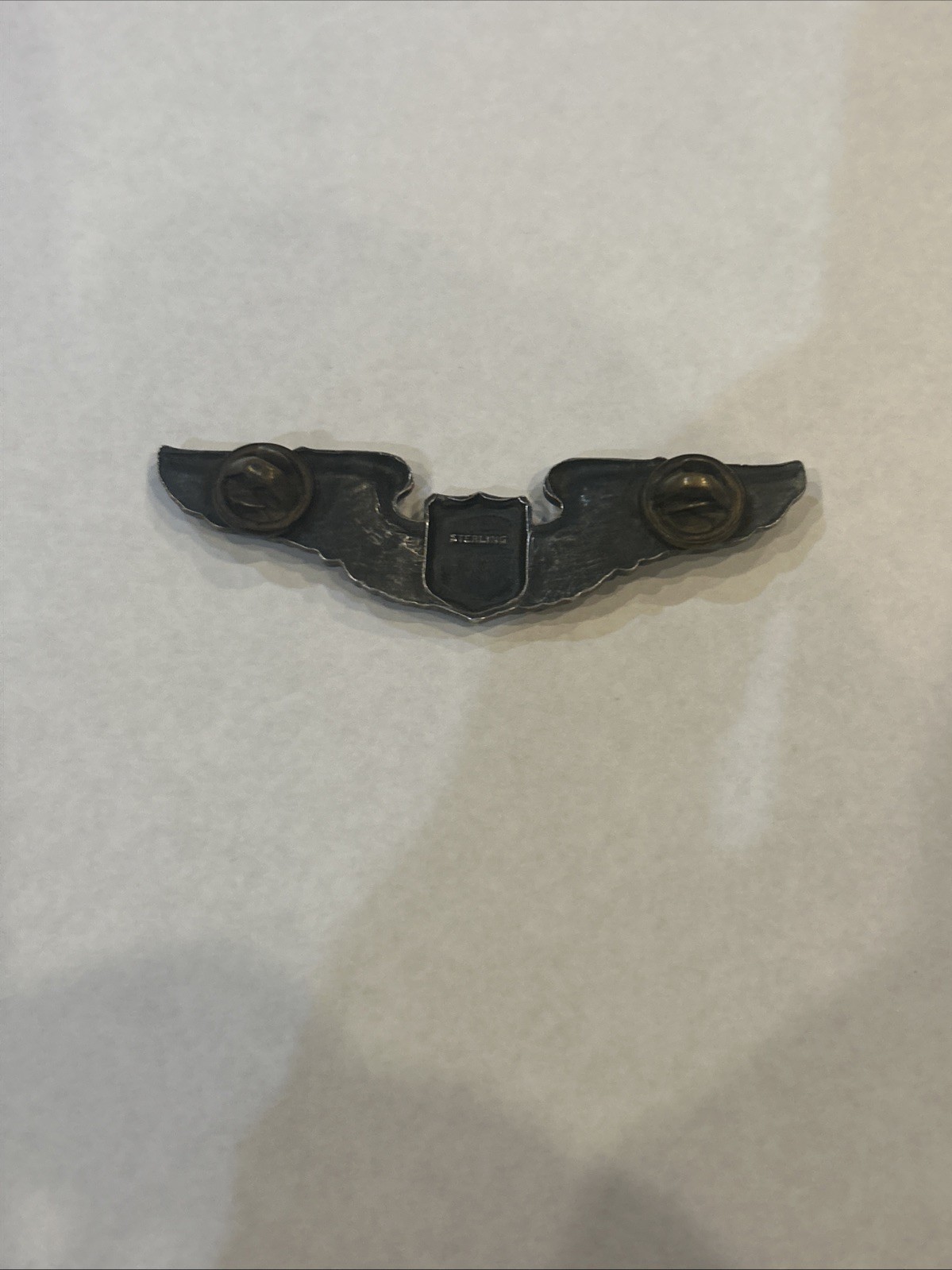 WWII USAAF Pilot Wings 3" Sterling Silver Army Air Forces Aviator Pin Military