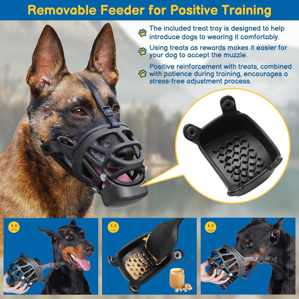 Basket Muzzle for Large Dogs, Humane Muzzle to Prevent Biting and Scavenging,...