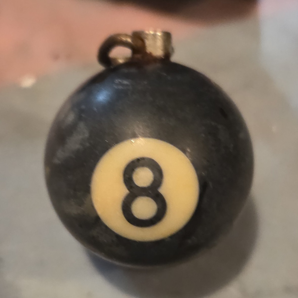 Small Single 8 Ball Billiard Ball with Metal Loop Attachment Billiards Accessory