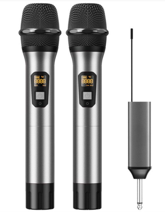Micrófonos Inalámbricos UHF Duales 60m Sistema con Receptor Karaoke Pro, Nuevo