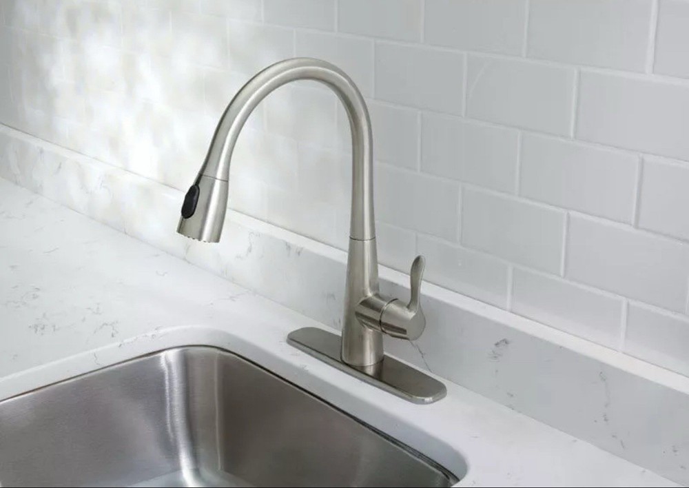Oakbrook Vela Pulldown Kitchen Faucet One Handle Brushed Nickel