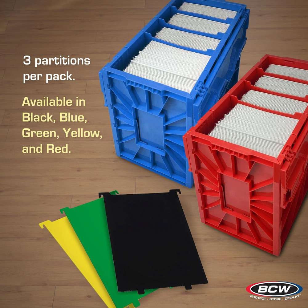 Comic Bin Partitions, Black, 3 Pack, Exclusive Organizer for Short and Long Comi