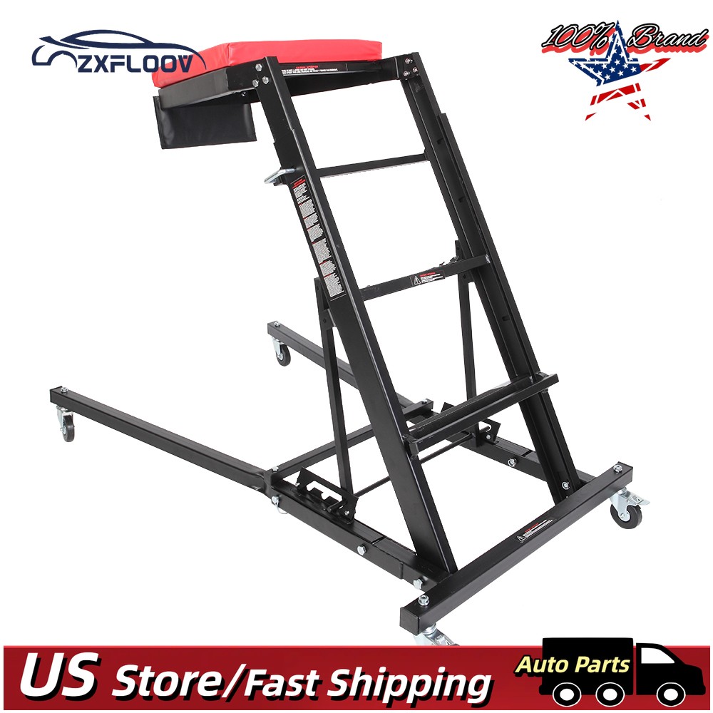 Adjustable Height Foldable Creeper for Automotive Workshop - Black