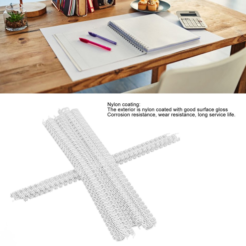 White 100x Double Loop Wire Binding Spines 34 Teeth 3:1 Pitch 7.9mm Diameter 40