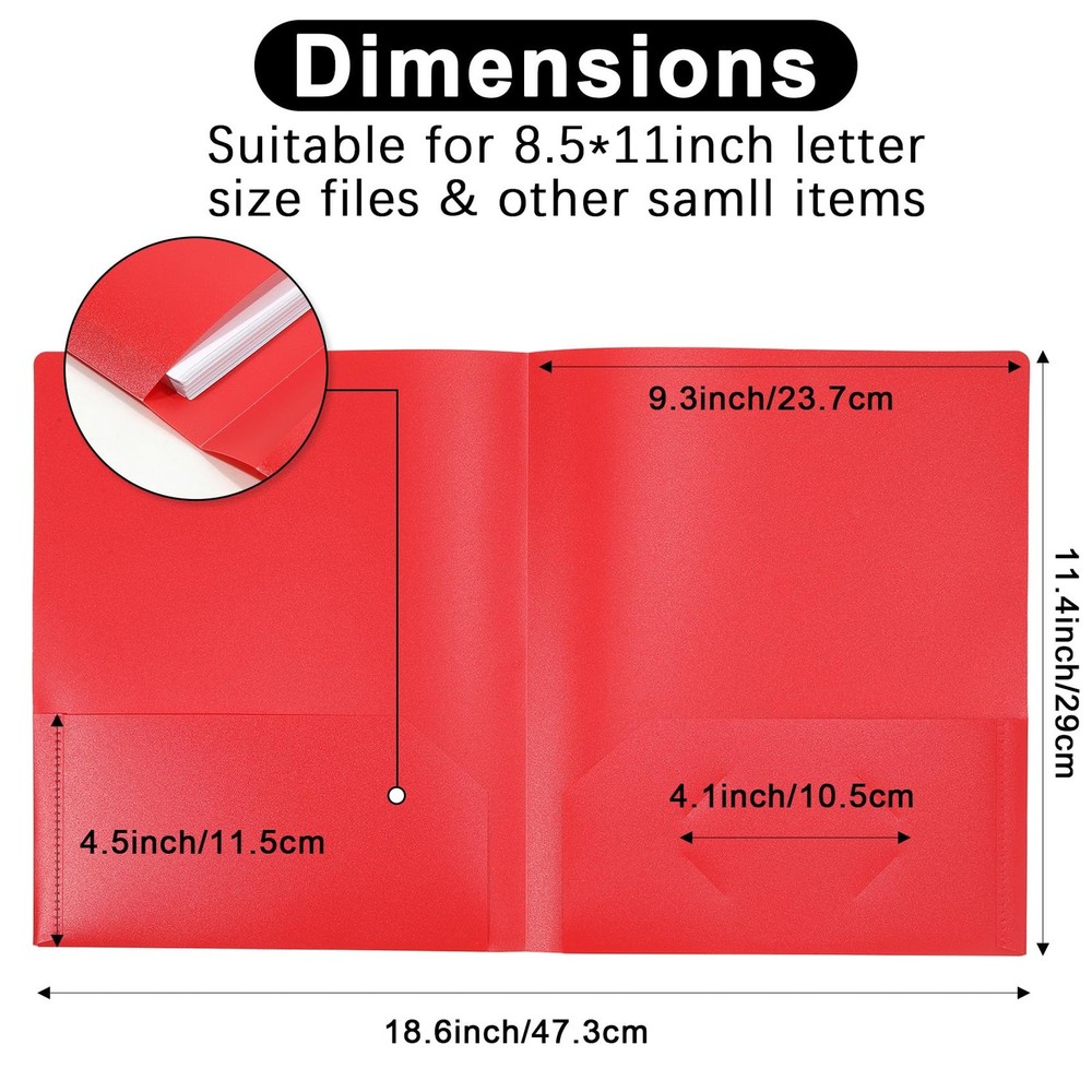 6 Pack 2 Pocket File Folders Documents Resume Portfolio Homework Paper Folder