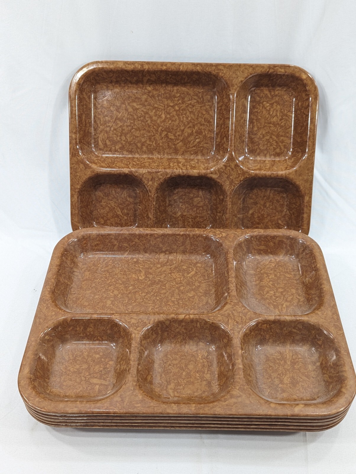 Set of 6 US Bolta Halsey Military Melamine 5 Part Trays Mess Hall 1952 1953