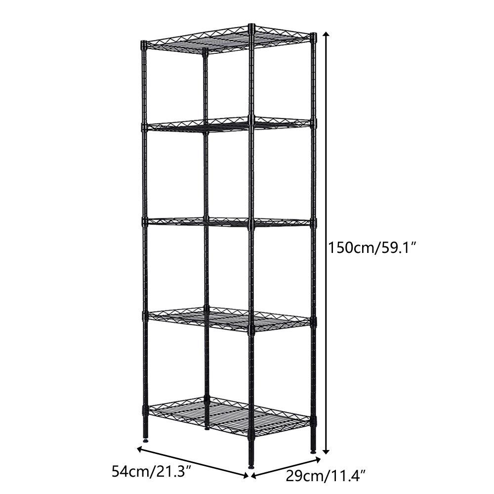 5 Tier Assembled Wire Shelving Rack Adjustable Shelf Storage Unit Bookshelf