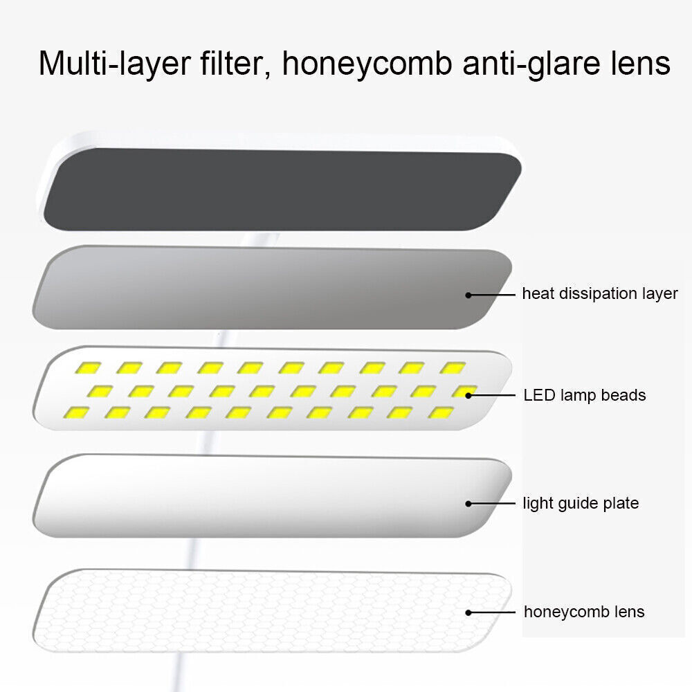 LED Desk Light Dimmable Touch Sensor Table Bedside Reading Lamp USB Rechargeable