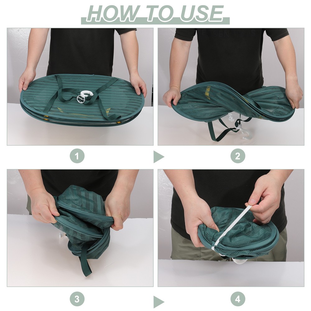 28" Herb Drying Rack Hanging 2 Layer Hanging Mesh Net with Zipper, Green