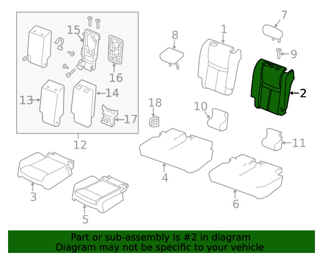 Genuine Nissan Seat Back Pad 88661-4CP1A