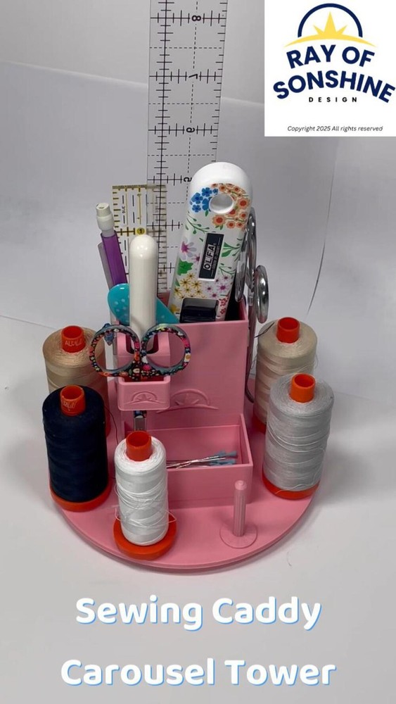 Sewing Caddy Carousel Tower, Thread Holder and Tool Organization