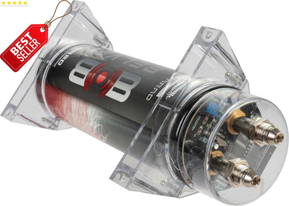 BB2D 2.0 Farad Car Capacitor Digital Red Display High Power 2000W US