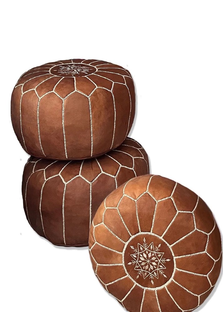 MOROCCAN LEATHER POUFS